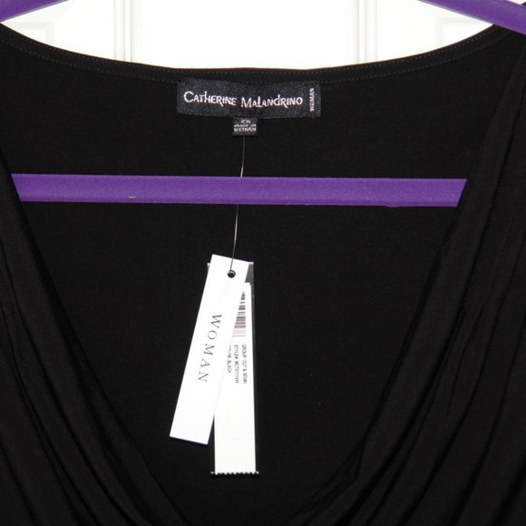 SOLD //////. NWT Catherine Malandrino Black Drape Neck Top 2X - Picture 4 of 4